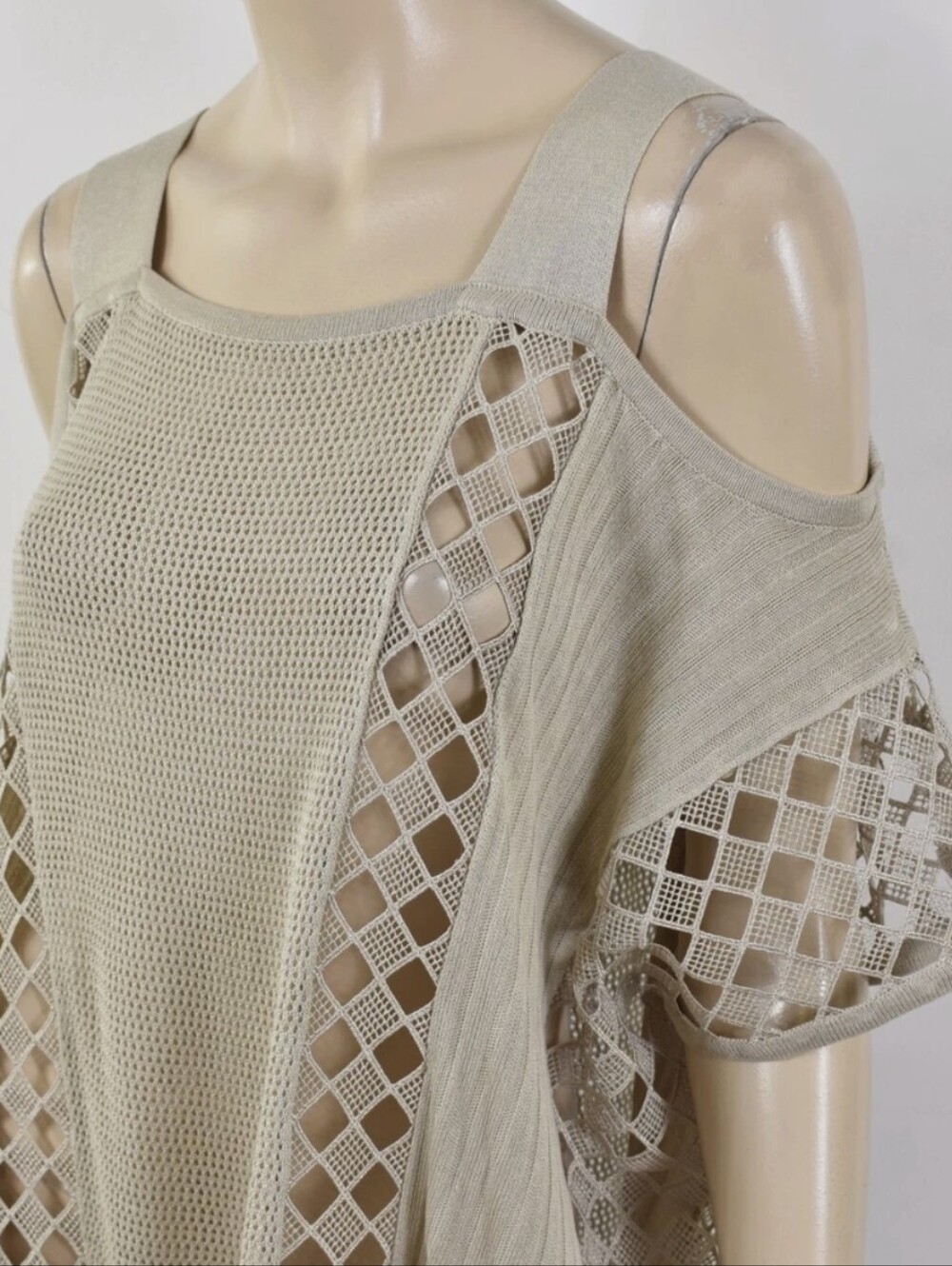 Chico's Beige Openwork Knit Top
